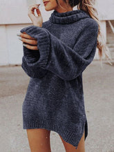 Load image into Gallery viewer, Fashion Solid Color Turtleneck Ladies Sweater Dress