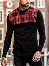 Load image into Gallery viewer, Men'S Fashion Check Pattern Contrast Long Sleeve T-Shirt