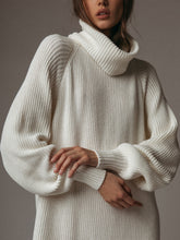 Load image into Gallery viewer, Solid Color Turtleneck Casual Sweater Dress