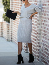 Load image into Gallery viewer, Elegant V-Neck Tie Design Women'S Knitted Suit