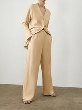Load image into Gallery viewer, Fashion Simple Long Sleeved Round Coat Pants Knit Suit