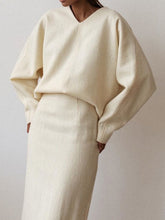 Load image into Gallery viewer, Fashion Casual V-neck Long Sleeve Solid Color Two-piece Suit