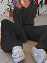 Load image into Gallery viewer, Fashion Casual V-neck Long Sleeve Solid Color Two-piece Suit