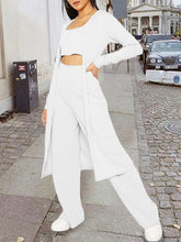 Load image into Gallery viewer, Fashion Women's Round Neck Cardigan Knitted Three-piece Suit