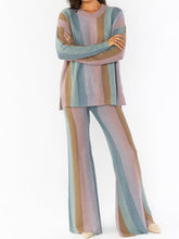 Load image into Gallery viewer, Round Neck Stripe Print Long Sleeve Suit