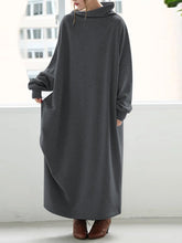 Load image into Gallery viewer, Retro Lazy Loose Solid Color High Collar Women'S Knitted Dress