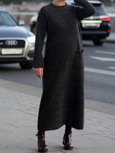 Load image into Gallery viewer, Autumn Winter Solid Color Casual Cotton Dress