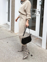 Load image into Gallery viewer, Turtleneck Sweater Knitted Dress Three-Piece