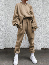 Load image into Gallery viewer, Casual Sports Style Round Neck Solid Color Long Sleeve Two-piece Suit