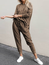 Load image into Gallery viewer, Fashion Casual Loose Solid Color Long Sleeve Round Neck Two-piece Suit