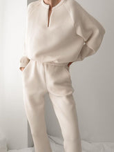 Load image into Gallery viewer, Pure Color Round Neck Long Sleeve Casual Loose Two-piece Suit