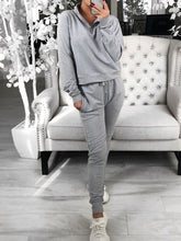 Load image into Gallery viewer, Casual Long Sleeve Loose Solid Color Two-piece Suit
