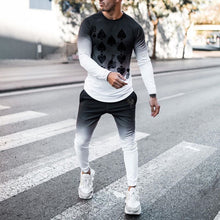 Load image into Gallery viewer, Men'S Black And White Gradient Long Sleeve Fashion Two-Piece Suit