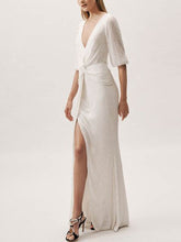 Load image into Gallery viewer, Sexy V-neck Mid-sleeved Evening Maxi Dress
