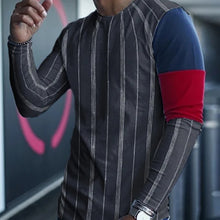 Load image into Gallery viewer, Fashion Round Neck Stitching Striped T-Shirt