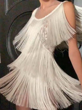 Load image into Gallery viewer, Fashion Casual Round Neck Fringed Mini Dress
