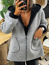 Load image into Gallery viewer, Pure Color Long-sleeved Hooded Casual Coat