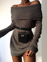 Load image into Gallery viewer, Fashion Sexy One Shoulder Casual Sweater Dress