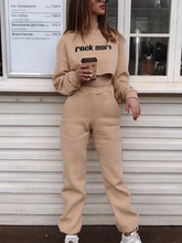 Load image into Gallery viewer, Letter Printed Sports Hooded Navel Bare Women'S Casual Suit