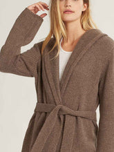 Load image into Gallery viewer, Solid Color Knit Hooded Cardigan with Waist Belt
