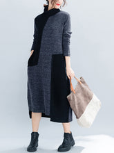 Load image into Gallery viewer, Autumn And Winter Ladies Casual Color Matching Sweater Dress