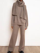 Load image into Gallery viewer, Fashion High Neck Long Sleeve Knitted Sweater Two-piece Suit