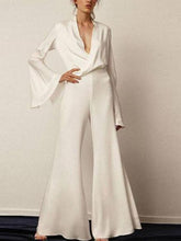 Load image into Gallery viewer, Fashion Simple Casual Loose V Neck Top Pants Suit