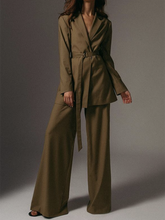 Load image into Gallery viewer, Fashionable and Elegant Long-sleeved Lapel Solid Color Two-piece Suit