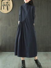 Load image into Gallery viewer, Fashion Solid Color High Neck Loose Dress