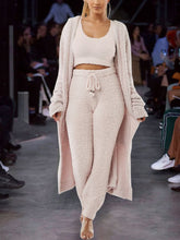 Load image into Gallery viewer, Round Neck Knitted Solid Color Long Sleeve Women's Three-piece Suit