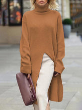 Load image into Gallery viewer, High Neck Long Sleeves Solid Midi Dress