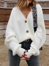 Load image into Gallery viewer, Fashion Casual Solid Color Long-sleeved Button V-neck Top