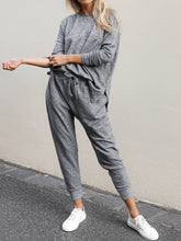 Load image into Gallery viewer, Fashion Casual Loose Solid Color Long Sleeve Round Neck Two-piece Suit