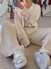 Load image into Gallery viewer, Fashion Casual V-neck Long Sleeve Solid Color Two-piece Suit