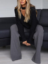 Load image into Gallery viewer, Sweater Long Sleeve Solid Color Fashion Two-piece Suit
