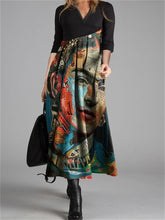 Load image into Gallery viewer, Retro Face Print Women'S Long Sleeve Dress