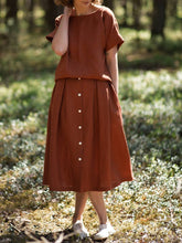 Load image into Gallery viewer, Simple Casual Loose Short Sleeved Top And Skirt Suit