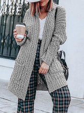 Load image into Gallery viewer, Acrylic Solid Long Sleeve Pockets Coat
