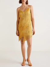 Load image into Gallery viewer, Fashion Fringed V-neck Suspender Mini Dress