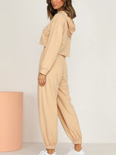 Load image into Gallery viewer, Autumn Winter Short Hooded Solid Color Casual Suit