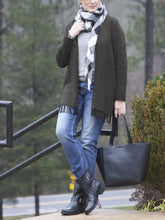 Load image into Gallery viewer, Casual Fringed Edge Collarless Knitted Cardigan