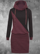 Load image into Gallery viewer, Casual Color Matching Hooded Women'S Sweater Dress