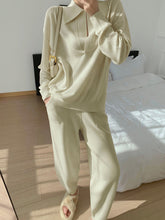 Load image into Gallery viewer, Simple Casual Loose V Neck Long Sleeved Top Pants Suit