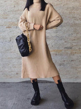 Load image into Gallery viewer, Fashion Knitted High Neck Loose Casual Sweater Dress