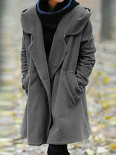Load image into Gallery viewer, Women's Hooded Lapel Casual Woolen Coat