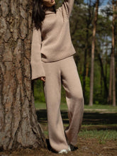 Load image into Gallery viewer, Casual Loose Solid Color High Neck Knitted Two-piece Suit