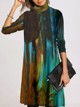 Load image into Gallery viewer, Tie-dye High Neck Long Sleeve Casual Loose Dress