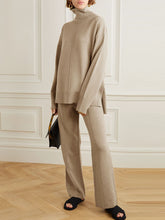 Load image into Gallery viewer, Casual Solid Color High Neck Knitted Two-piece Set