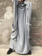 Load image into Gallery viewer, Large Pocket Loose Solid Color High Collar Casual Dress