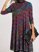 Load image into Gallery viewer, Autumn Winter Abstract Flowers Leaves Casual Dress